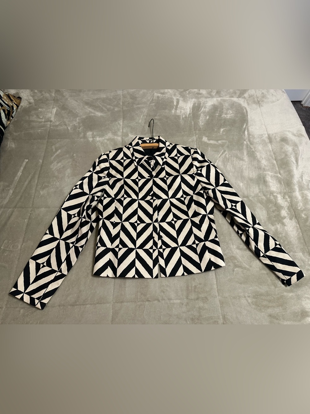Vintage Linda Allard Ellen Tracy Black & White Geometric Women’s Blazer